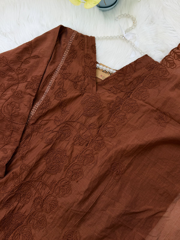 ✨ Pure Mul Chanderi Embroidered A-Line Kurti Set