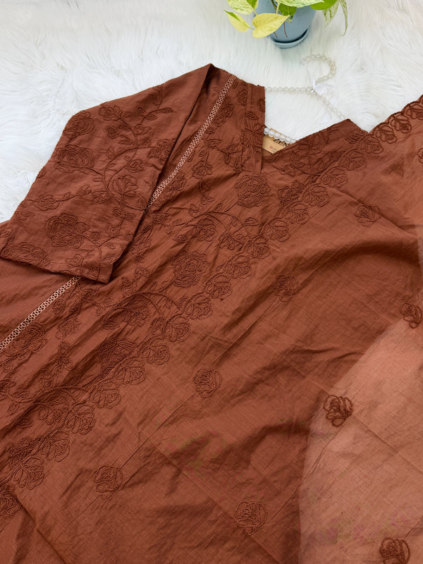 ✨ Pure Mul Chanderi Embroidered A-Line Kurti Set