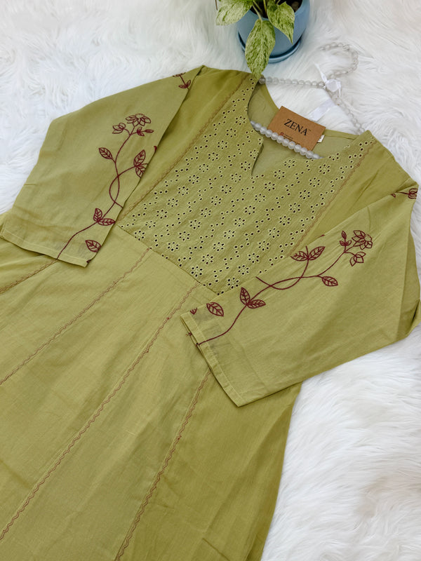 ✨ Pure Cotton A-Line Kurti Set