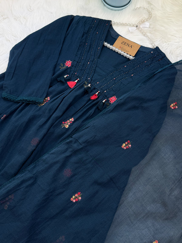 ✨ Pure Mul Cotton Embroidered Anarkali
