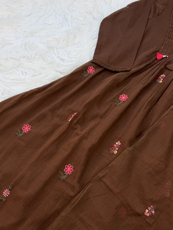 ✨ Pure Mul Cotton Embroidered Anarkali