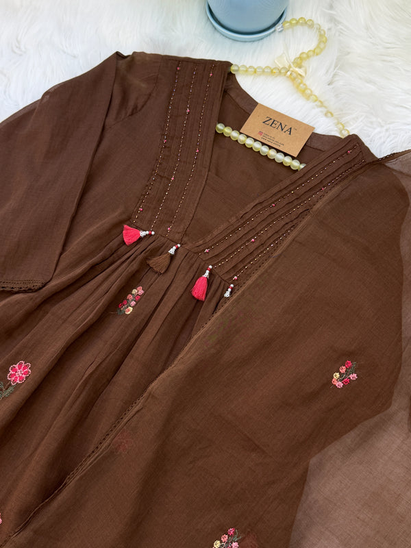 ✨ Pure Mul Cotton Embroidered Anarkali