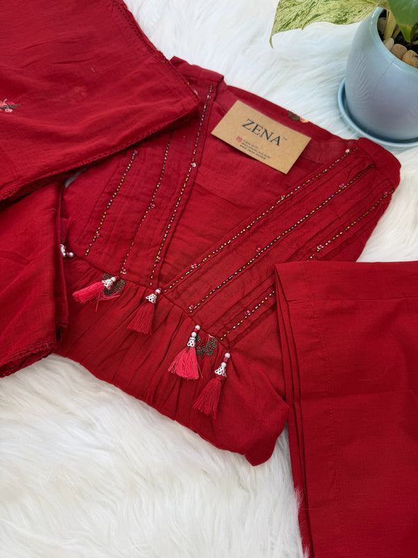 ✨ Pure Mul Cotton Embroidered Anarkali