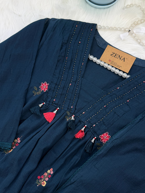 ✨ Pure Mul Cotton Embroidered Anarkali