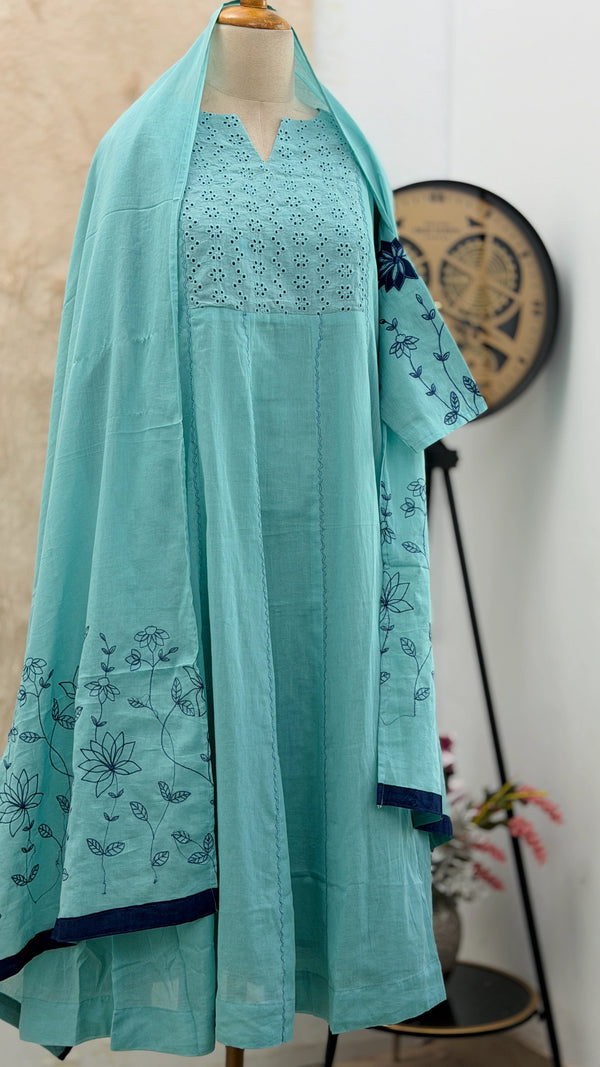 ✨ Pure Cotton A-Line Kurti Set