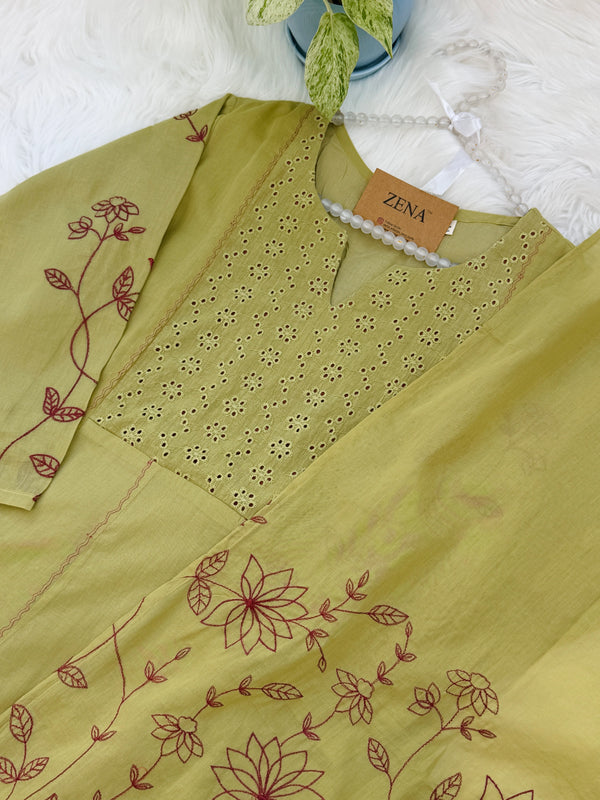 ✨ Pure Cotton A-Line Kurti Set