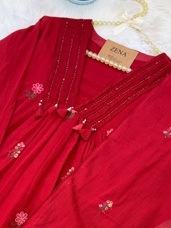 ✨ Pure Mul Cotton Embroidered Anarkali