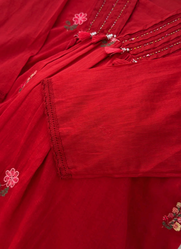 ✨ Pure Mul Cotton Embroidered Anarkali