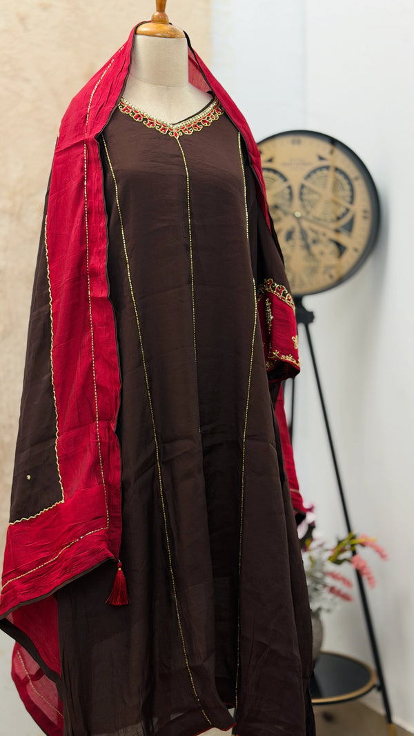 ✨ Mul Chanderi Handwork Party Wear Kurti Set