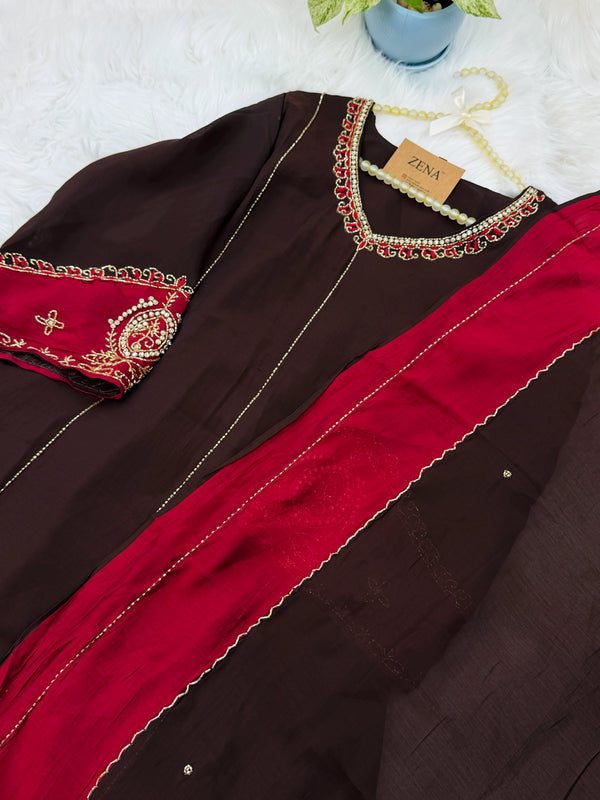 ✨ Mul Chanderi Handwork Party Wear Kurti Set