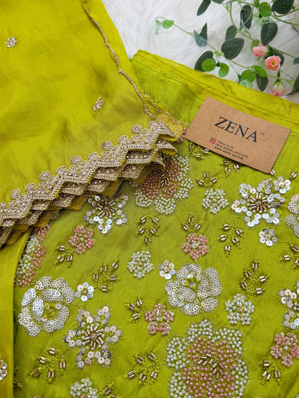 ✨ Premium Cosmo Tissue Silk Handwork Unstitched Suit ✨