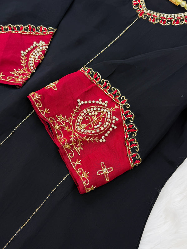 ✨ Mul Chanderi Handwork Party Wear Kurti Set