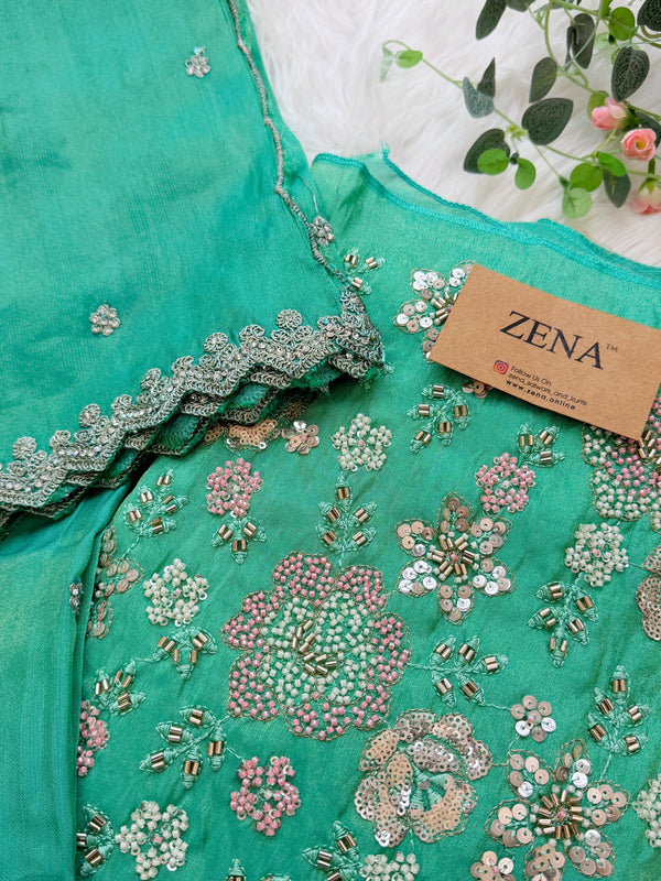 ✨ Premium Cosmo Tissue Silk Handwork Unstitched Suit ✨