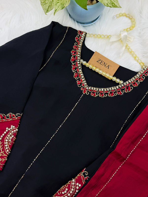 ✨ Mul Chanderi Handwork Party Wear Kurti Set