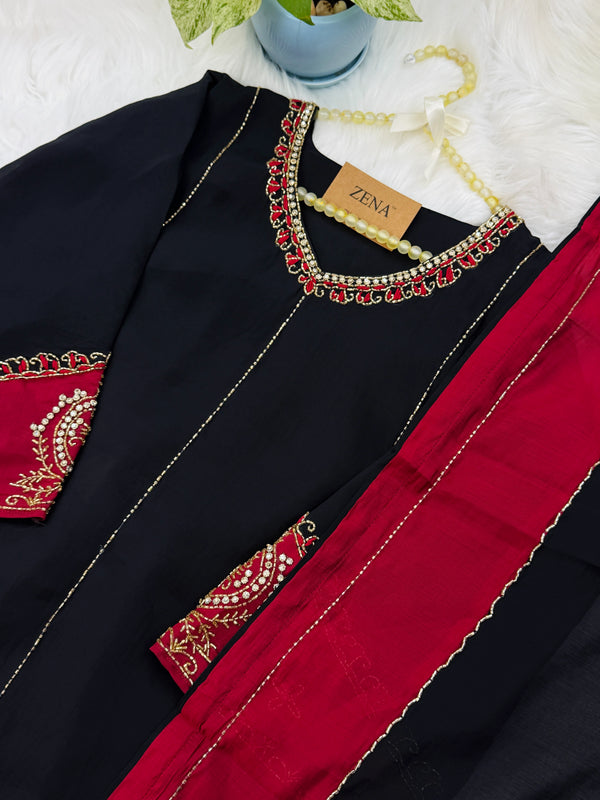 ✨ Mul Chanderi Handwork Party Wear Kurti Set