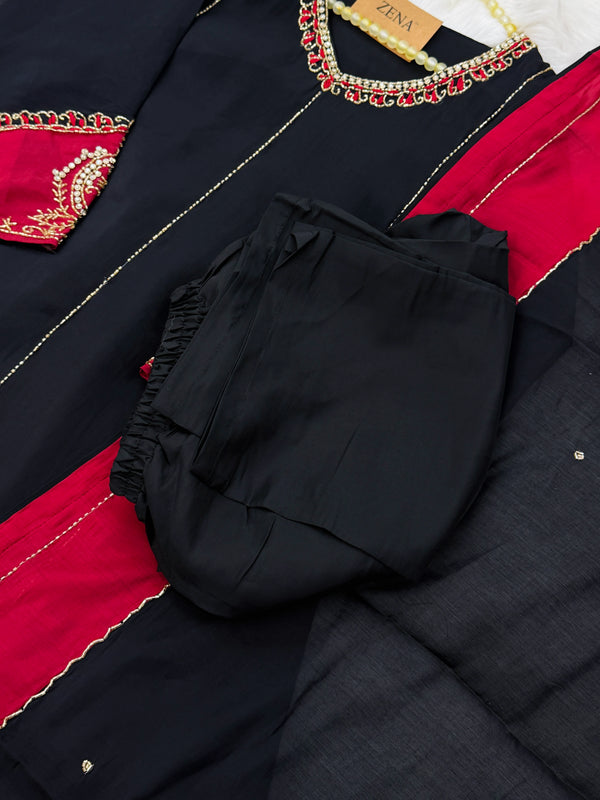 ✨ Mul Chanderi Handwork Party Wear Kurti Set