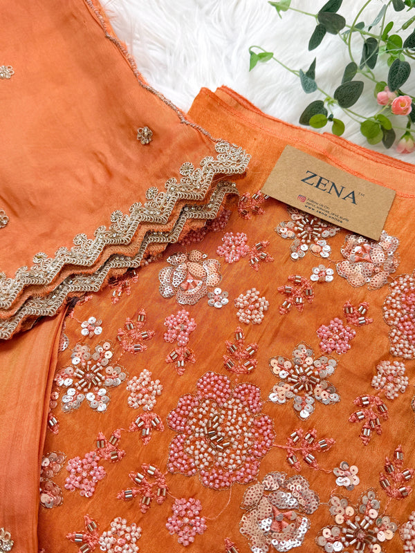 ✨ Premium Cosmo Tissue Silk Handwork Unstitched Suit ✨
