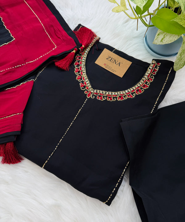 ✨ Mul Chanderi Handwork Party Wear Kurti Set