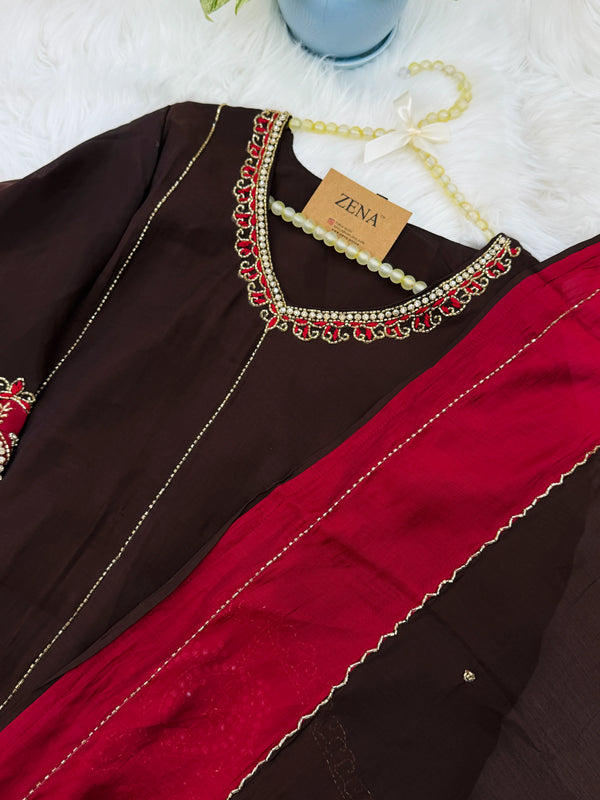 ✨ Mul Chanderi Handwork Party Wear Kurti Set