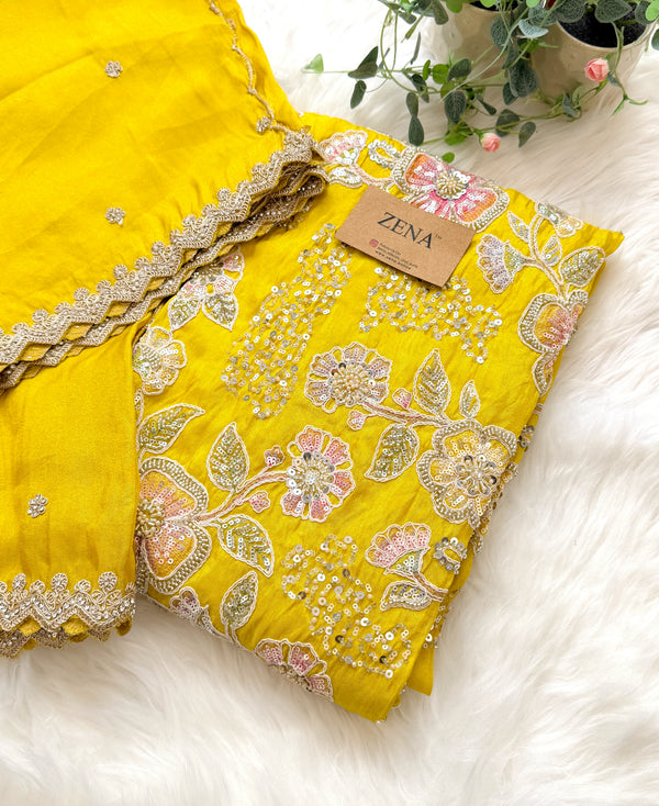 ✨ Premium Cosmo Tissue Silk Handwork Unstitched Suit ✨