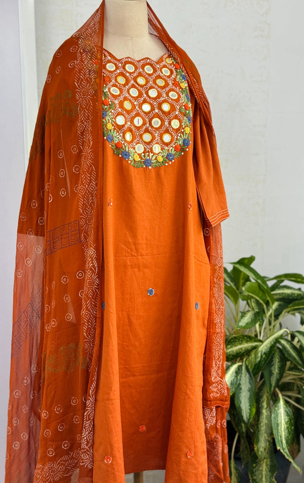 ✨ Pure Cotton Mirror Work Kurti Set ✨