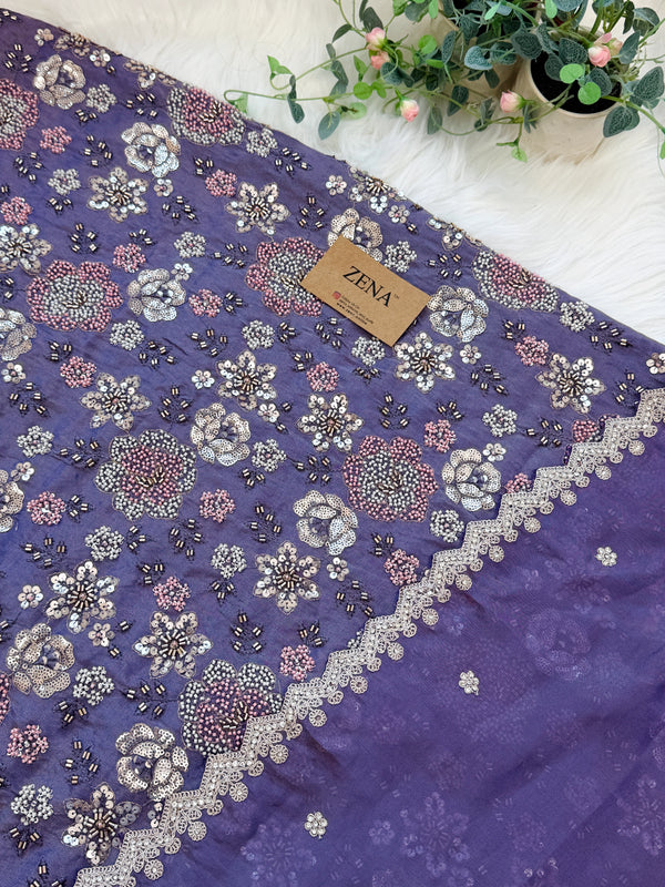 ✨ Premium Cosmo Tissue Silk Handwork Unstitched Suit ✨