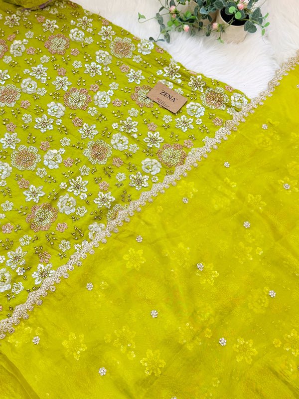✨ Premium Cosmo Tissue Silk Handwork Unstitched Suit ✨