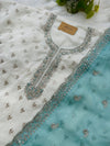 Unstitched Organza Embroidered Partywear Suit