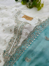 Unstitched Organza Embroidered Partywear Suit