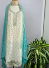 Unstitched Organza Embroidered Partywear Suit