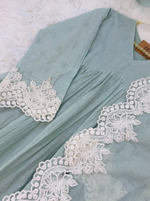✨ Pure Mul Chanderi Embroidery Work Anarkali Set