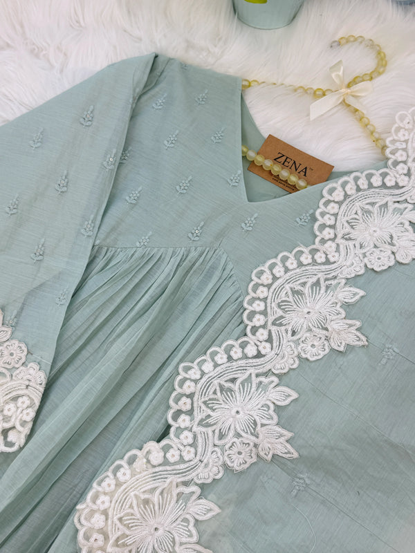 ✨ Pure Mul Chanderi Embroidery Work Anarkali Set