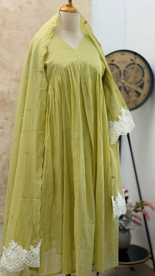 ✨ Pure Mul Chanderi Embroidery Work Anarkali Set
