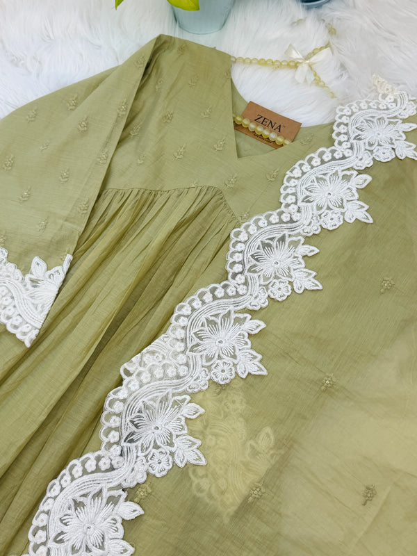 ✨ Pure Mul Chanderi Embroidery Work Anarkali Set