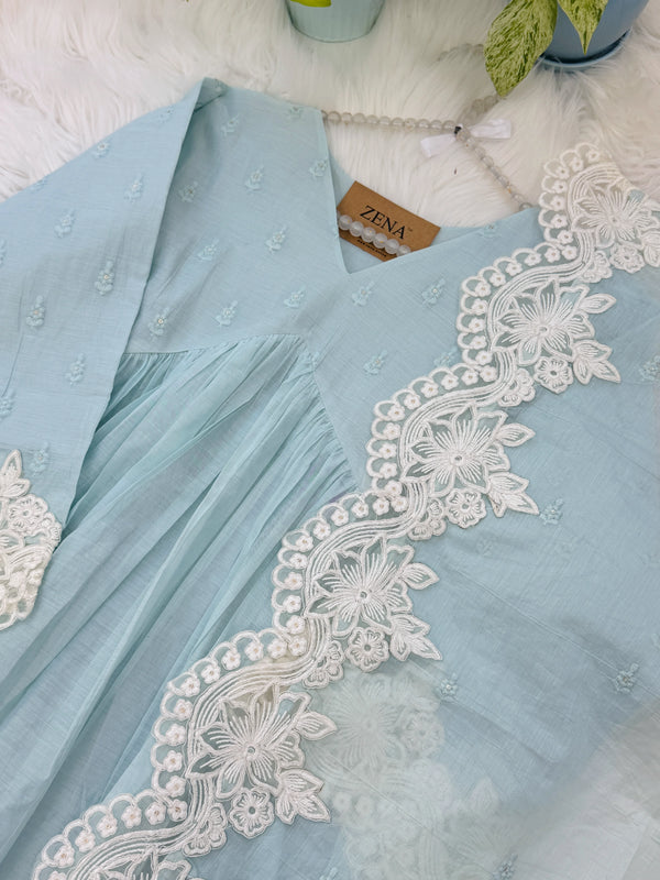 ✨ Pure Mul Chanderi Embroidery Work Anarkali Set
