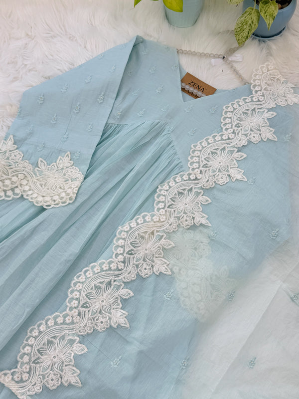 ✨ Pure Mul Chanderi Embroidery Work Anarkali Set