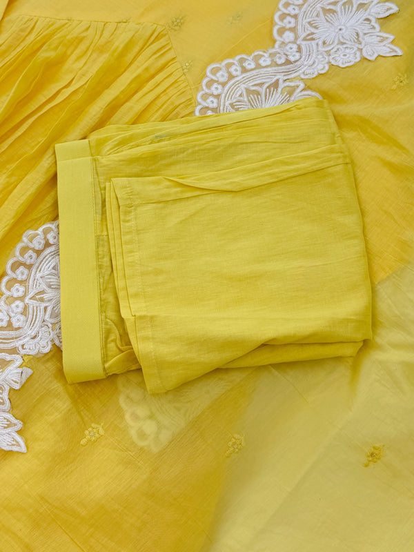 ✨ Pure Mul Chanderi Embroidery Work Anarkali Set