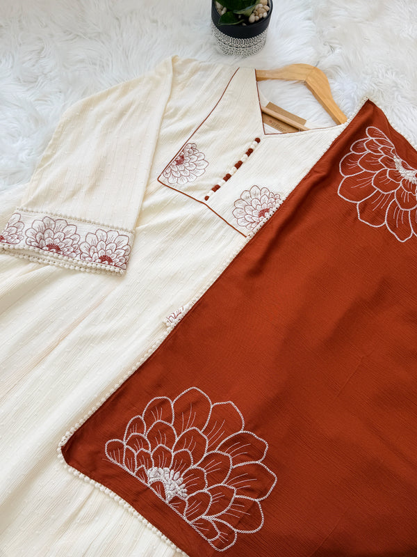 ✨ Imported Crushed Rayon Ready-to-Wear Embroidered Anarkali Set ✨