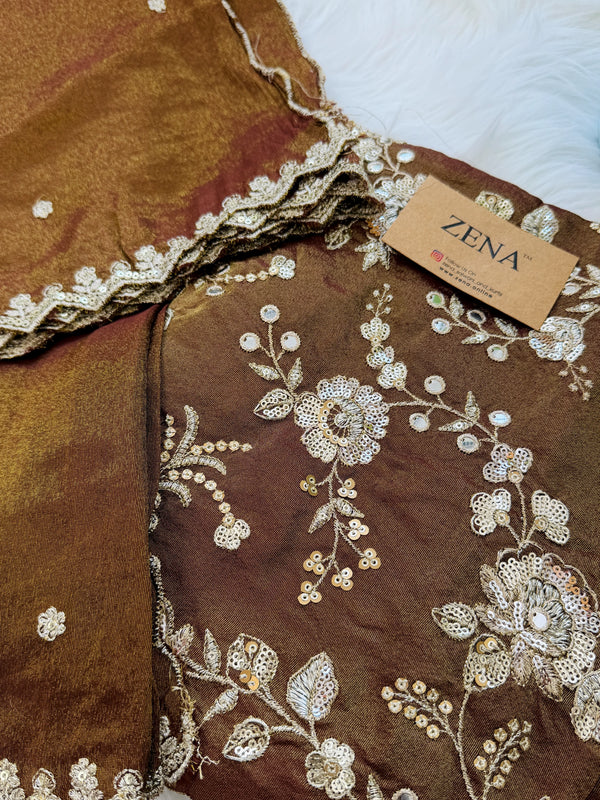 ✨ Pure Tissue Silk Handwork Unstitched Suit