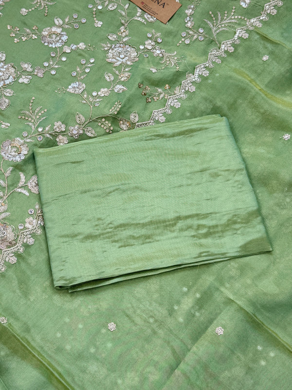 ✨ Pure Tissue Silk Handwork Unstitched Suit