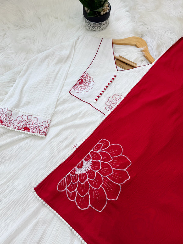 ✨ Imported Crushed Rayon Ready-to-Wear Embroidered Anarkali Set ✨