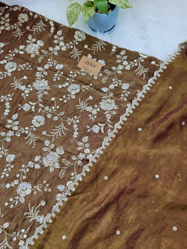 ✨ Pure Tissue Silk Handwork Unstitched Suit