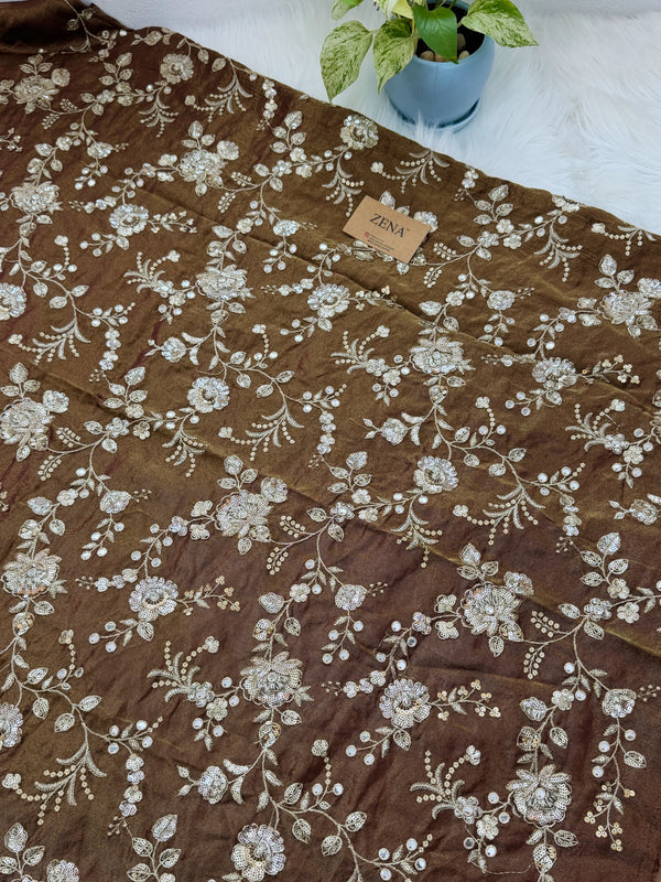 ✨ Pure Tissue Silk Handwork Unstitched Suit