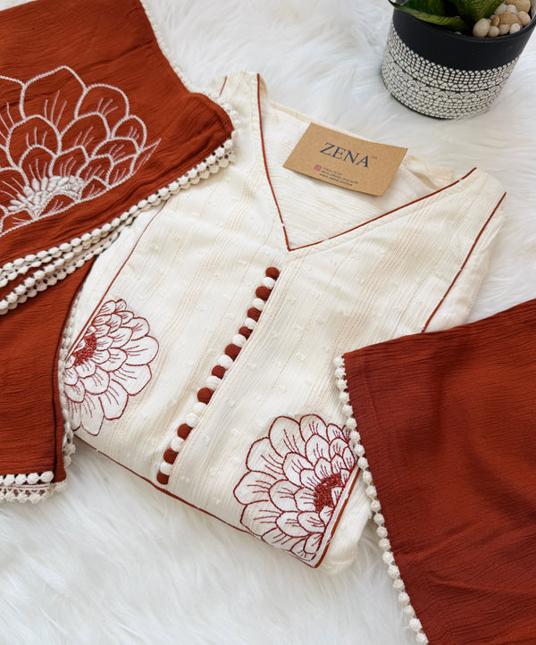 ✨ Imported Crushed Rayon Ready-to-Wear Embroidered Anarkali Set ✨