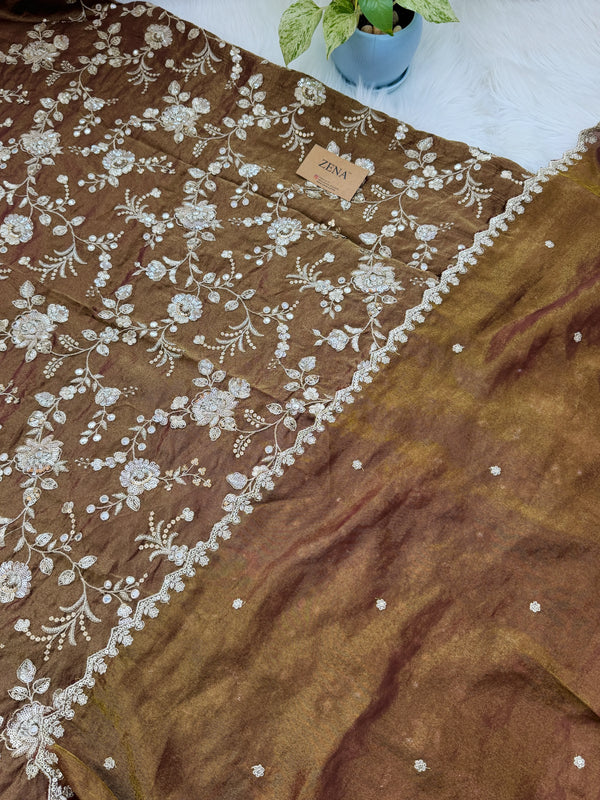 ✨ Pure Tissue Silk Handwork Unstitched Suit