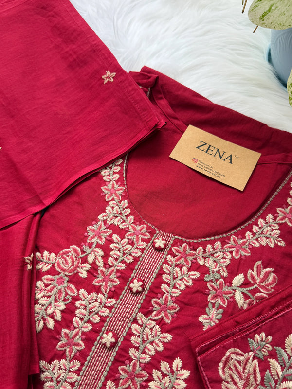✨ Pure Cotton Embroidery Work Kurti Set ✨