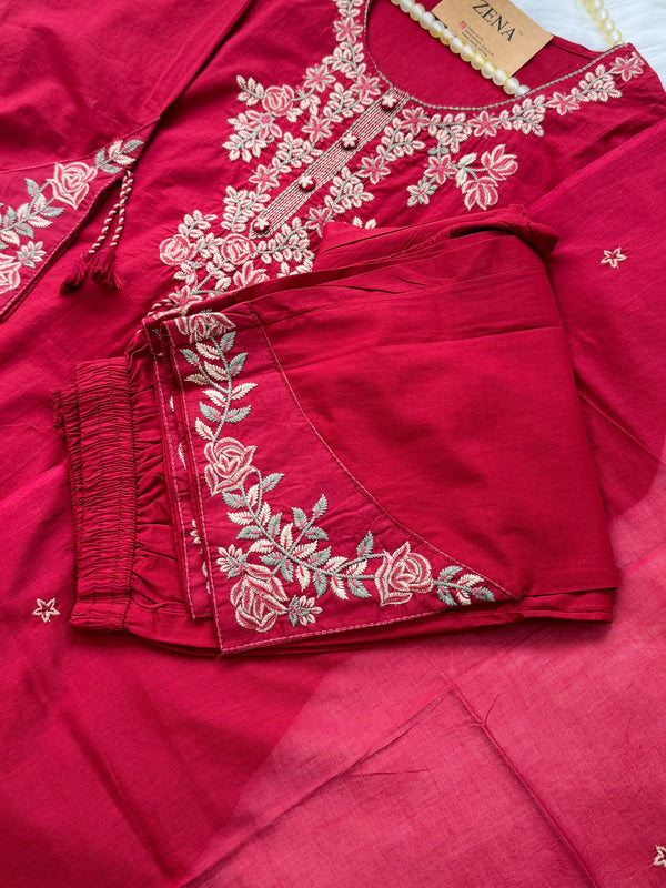 ✨ Pure Cotton Embroidery Work Kurti Set ✨