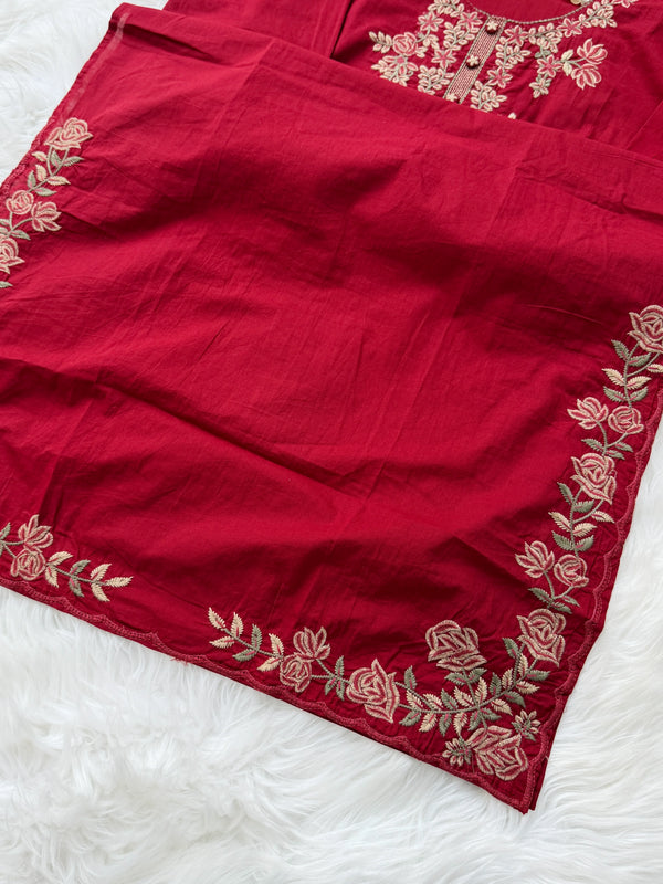 ✨ Pure Cotton Embroidery Work Kurti Set ✨