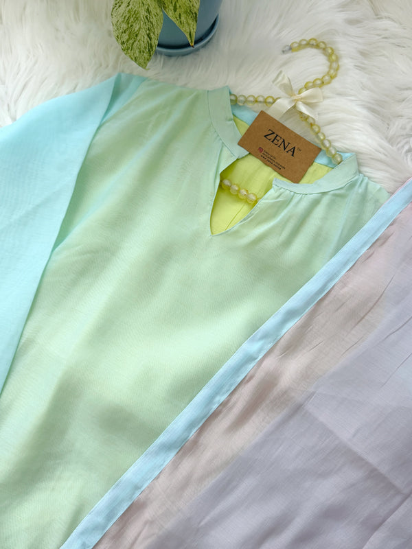Pastel Serenity Glass Chanderi Kurti Set