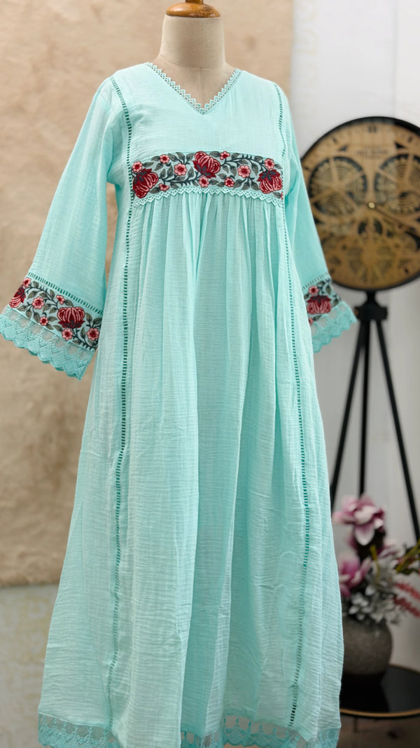 ✨ Mul Cotton Embroidered Anarkali Set